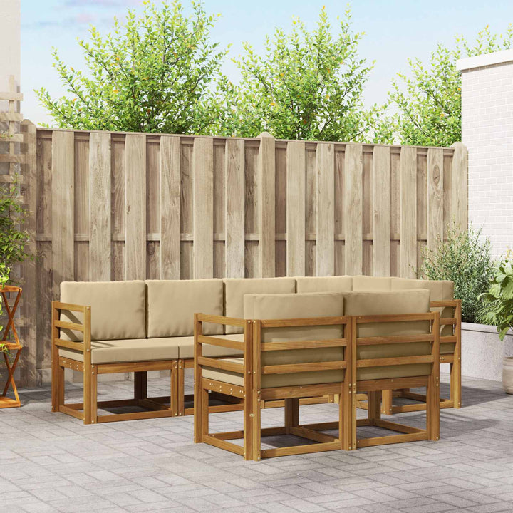 Udendørs sofagruppe med pude 7 pcs Naturlig og Beige