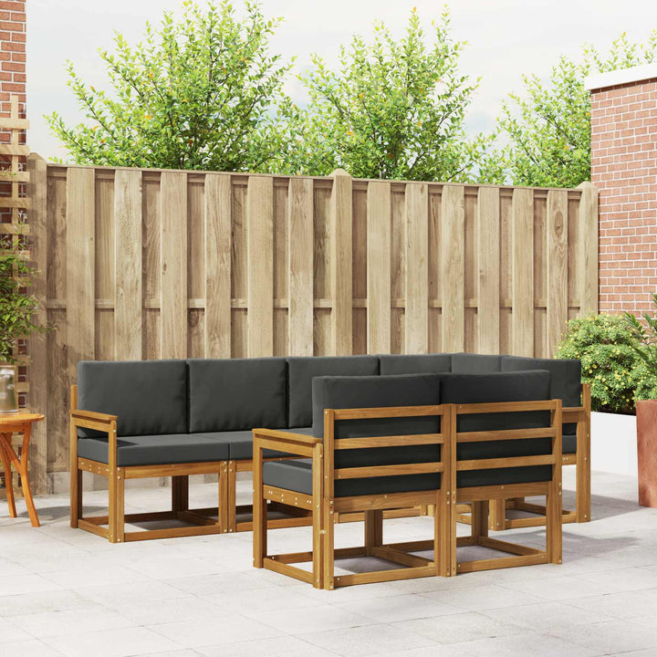 Udendørs sofagruppe med pude 7 pcs Naturlig og Antracit