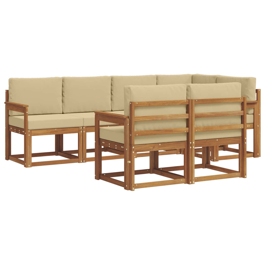 Udendørs sofagruppe med pude 7 pcs Naturlig og Beige
