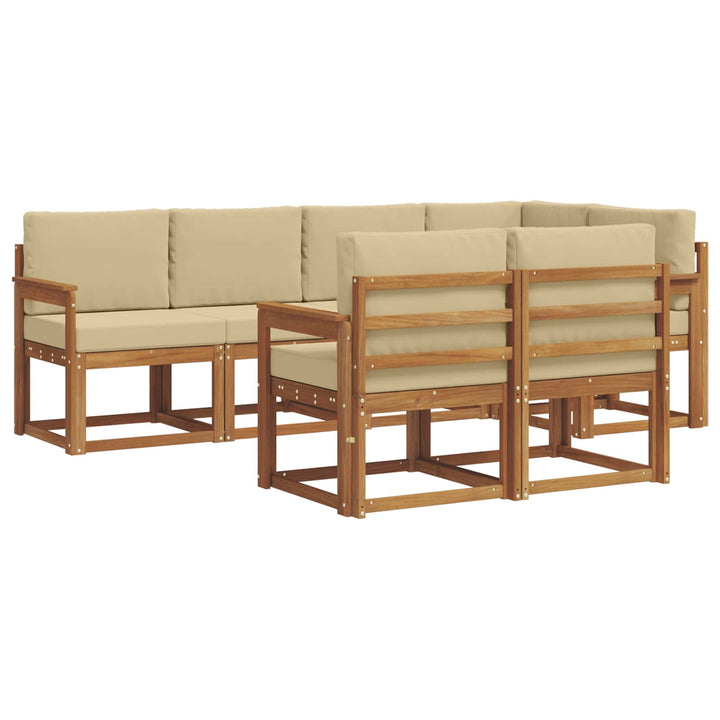 Udendørs sofagruppe med pude 7 pcs Naturlig og Beige