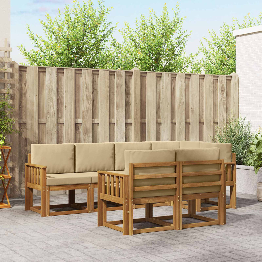 Udendørs sofagruppe med pude 7 pcs Naturlig og Beige