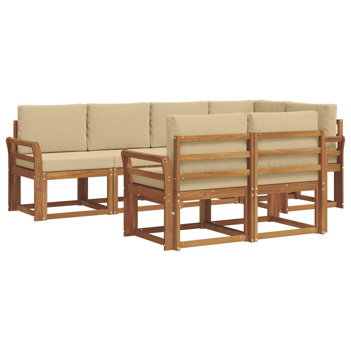 Udendørs sofagruppe med pude 7 pcs Naturlig og Beige