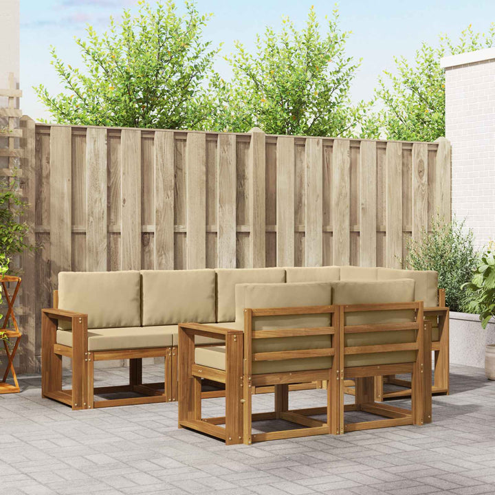 Udendørs sofagruppe med pude 7 pcs Naturlig og Beige
