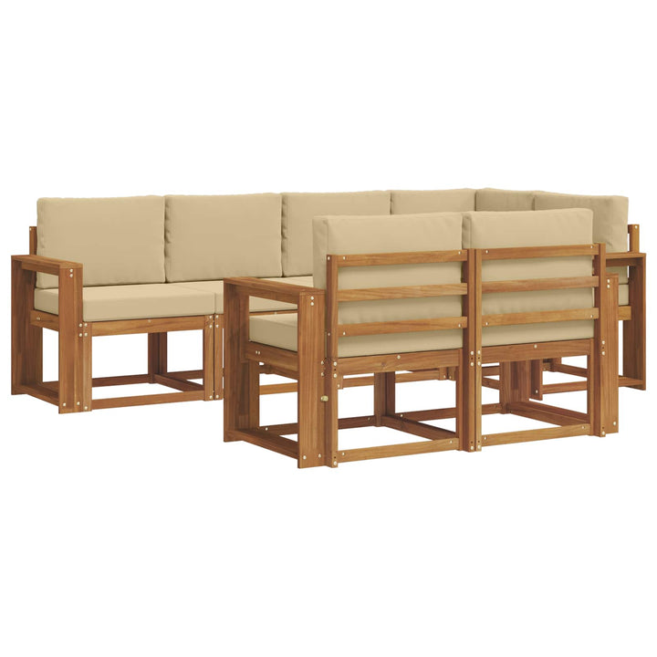 Udendørs sofagruppe med pude 7 pcs Naturlig og Beige