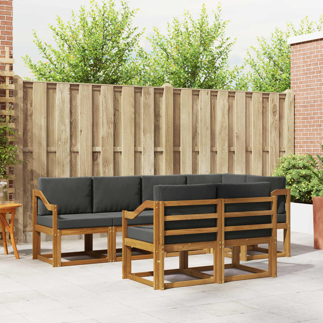 Udendørs sofagruppe med pude 7 pcs Naturlig og Antracit