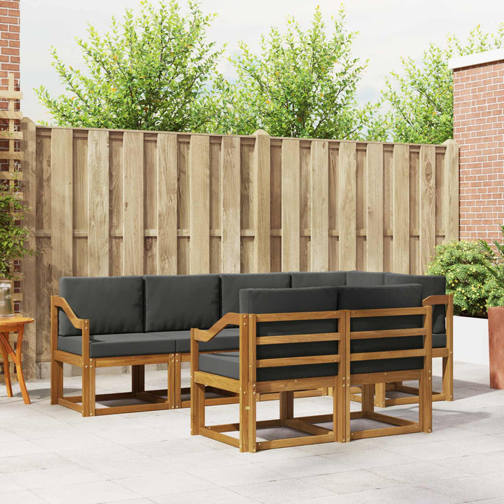 Udendørs sofagruppe med pude 7 pcs Naturlig og Antracit