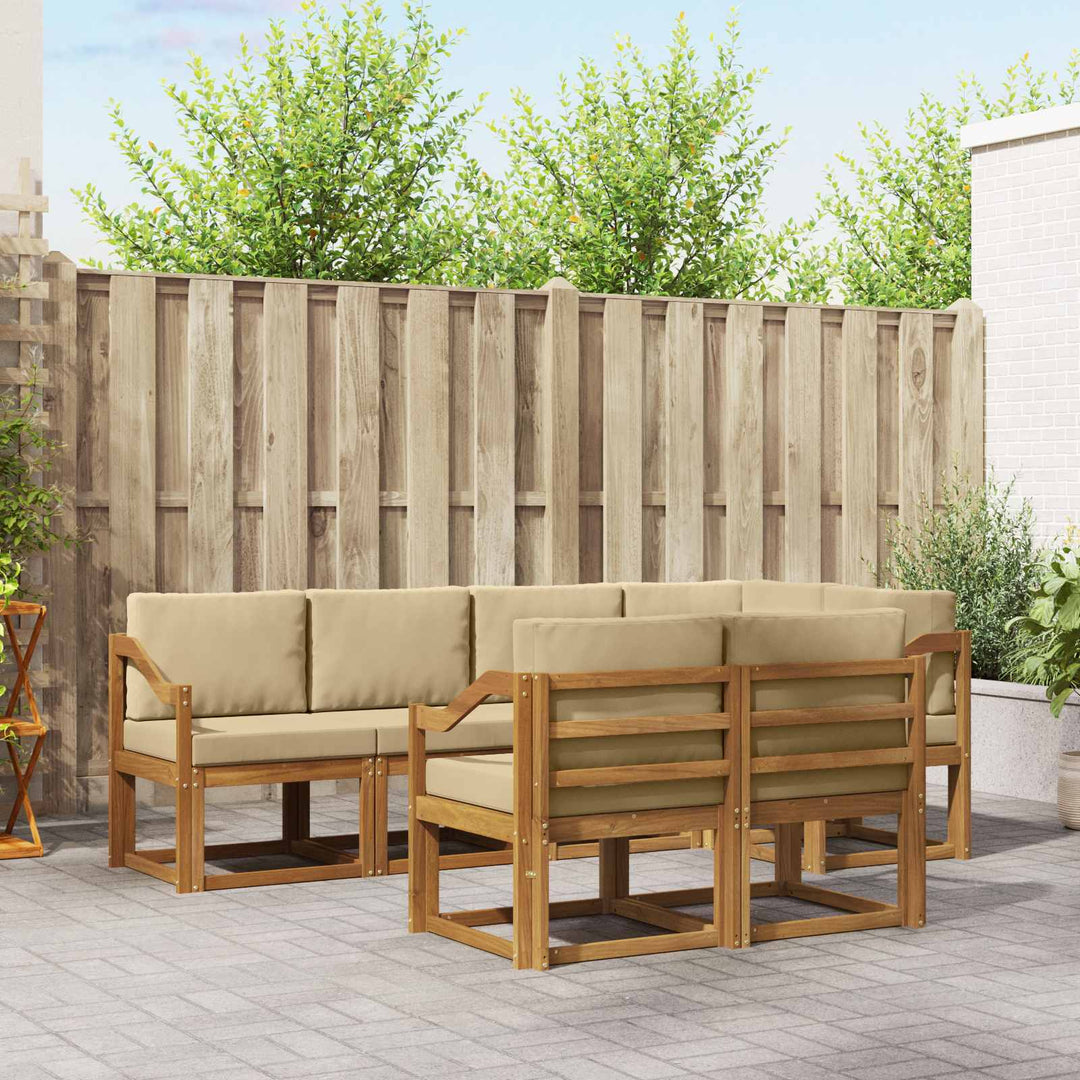 Udendørs sofagruppe med pude 7 pcs Naturlig og Beige