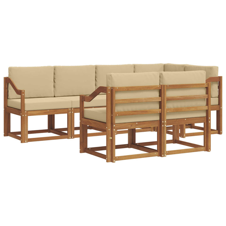 Udendørs sofagruppe med pude 7 pcs Naturlig og Beige