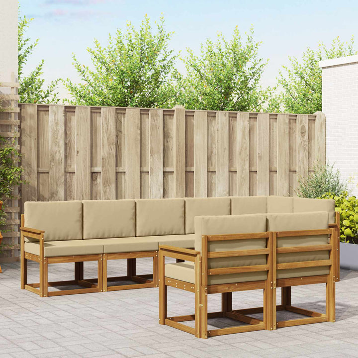 Udendørs sofagruppe med pude 8 pcs Naturlig og Beige
