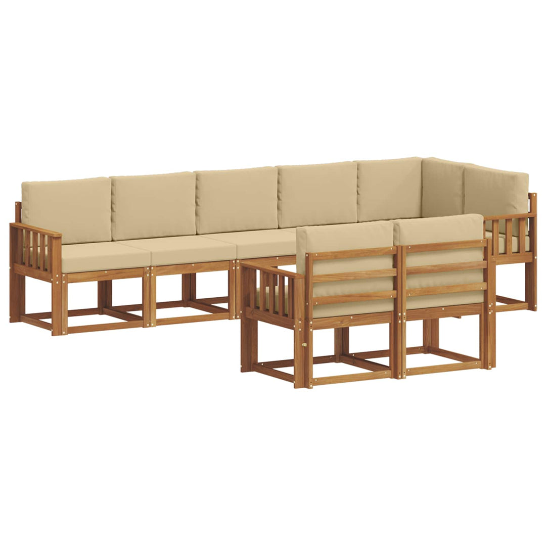 Udendørs sofagruppe med pude 8 pcs Naturlig og Beige
