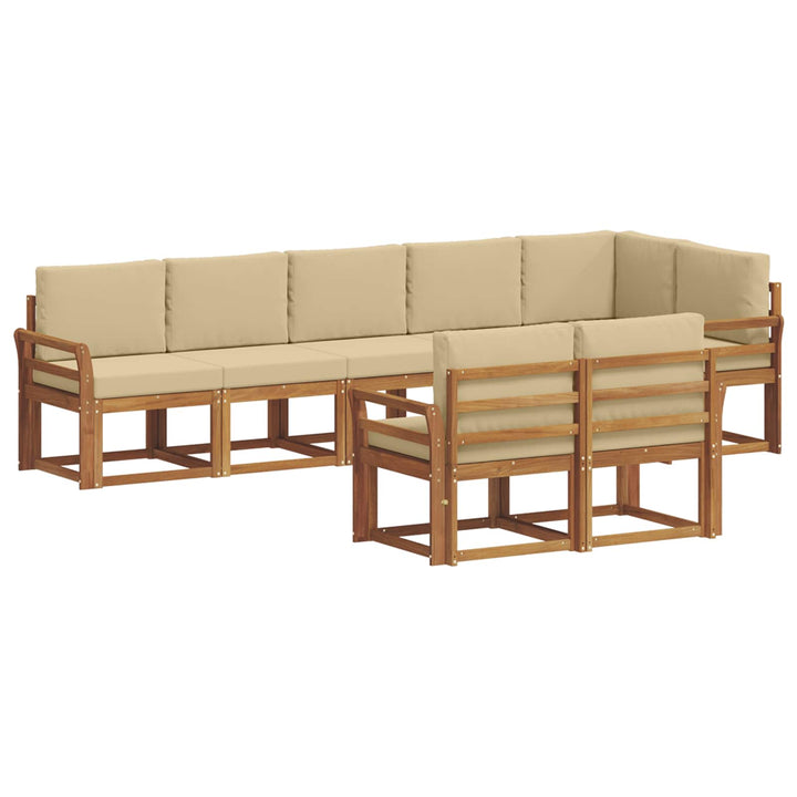 Udendørs sofagruppe med pude 8 pcs Naturlig og Beige