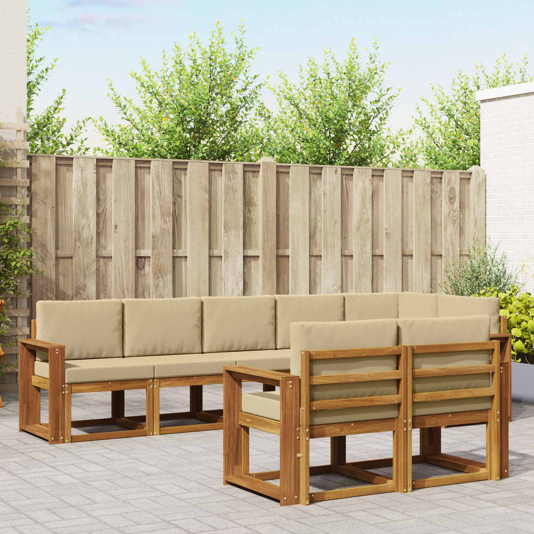 Udendørs sofagruppe med pude 8 pcs Naturlig og Beige