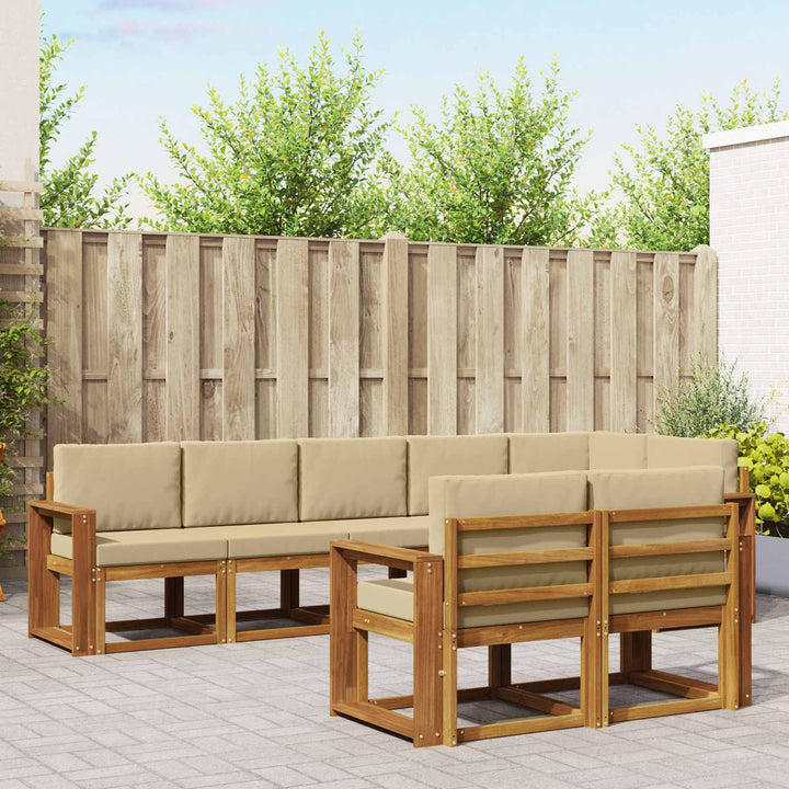 Udendørs sofagruppe med pude 8 pcs Naturlig og Beige