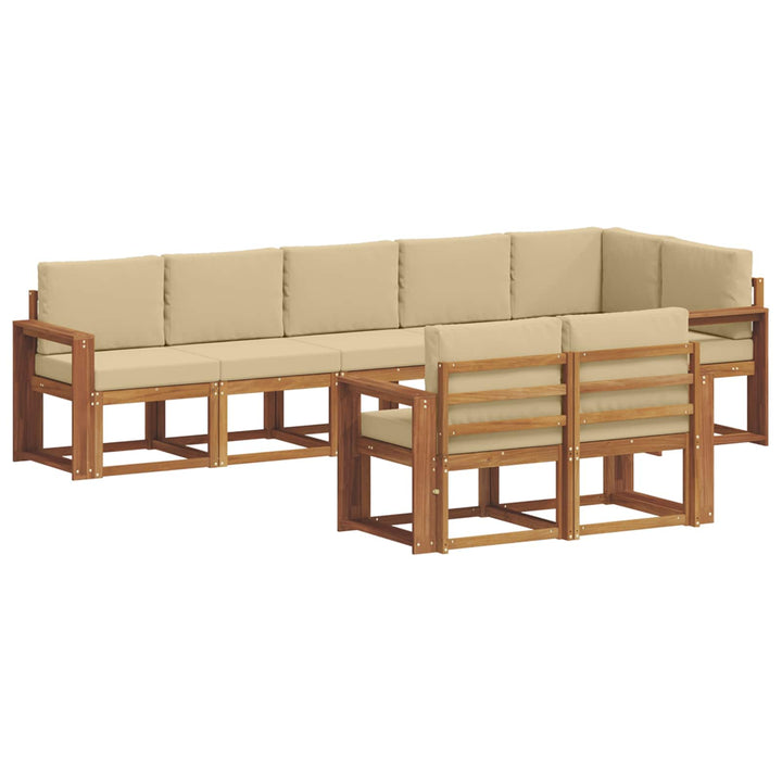Udendørs sofagruppe med pude 8 pcs Naturlig og Beige