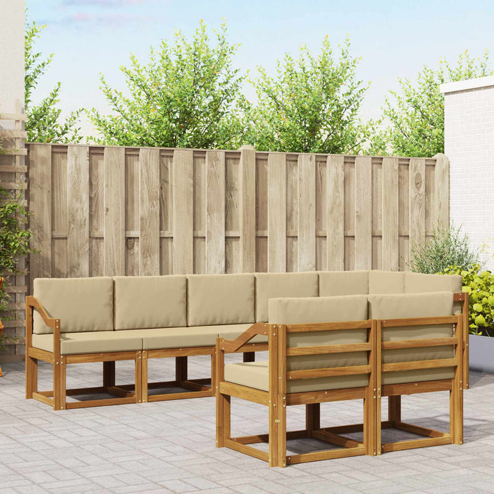 Udendørs sofagruppe med pude 8 pcs Naturlig og Beige
