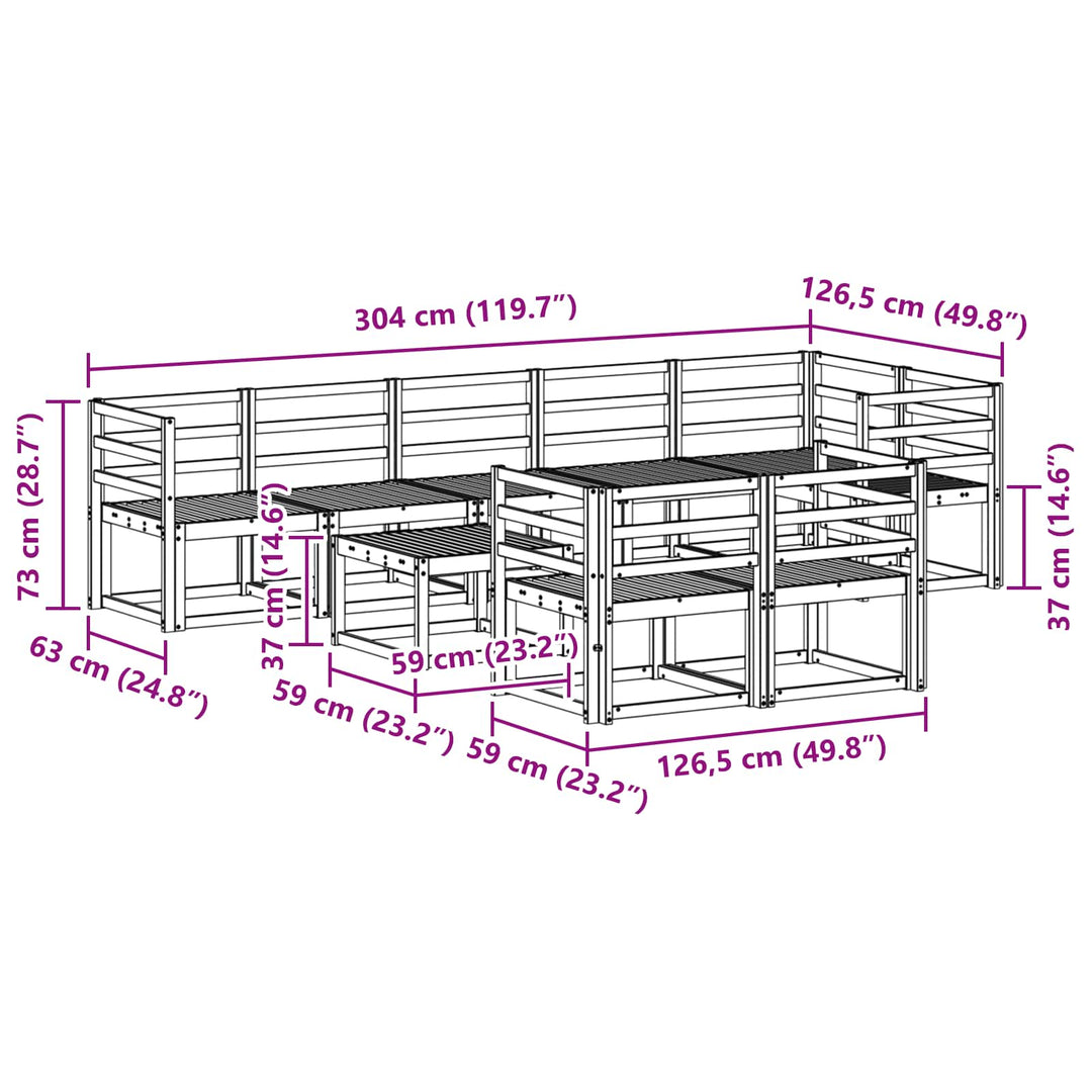 Udendørs sofagruppe 9 pcs Naturfarvet Massivt Akacietræ