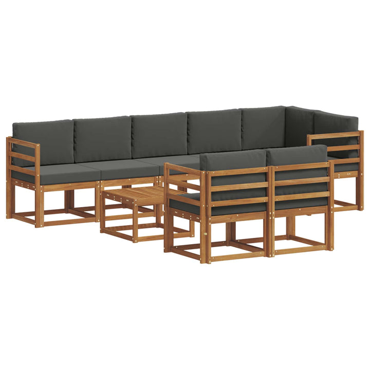 Udendørs sofagruppe med pude 9 pcs Naturlig og Antracit