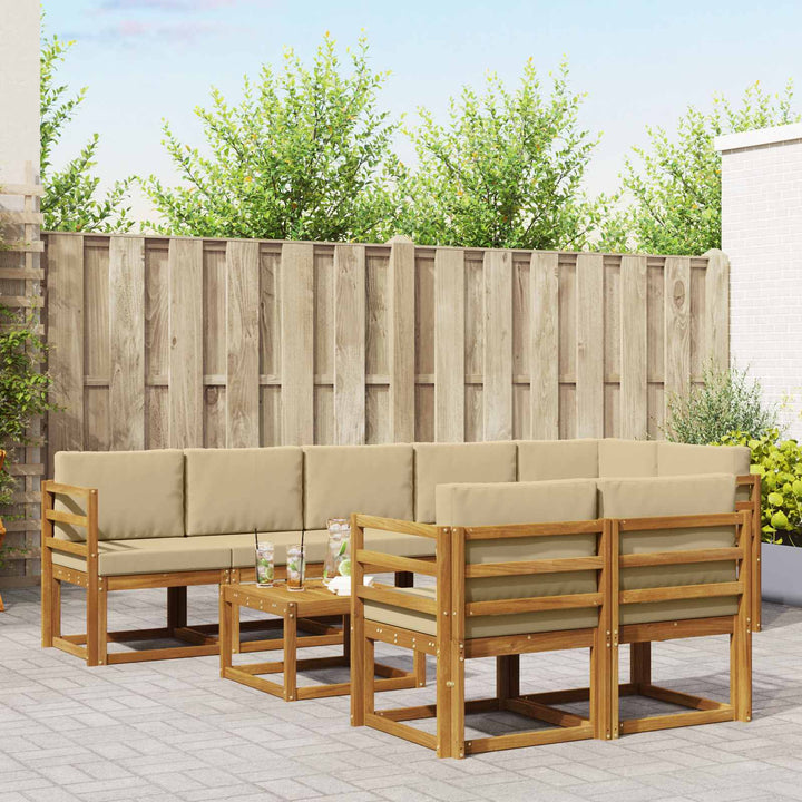 Udendørs sofagruppe med pude 9 pcs Naturlig og Beige