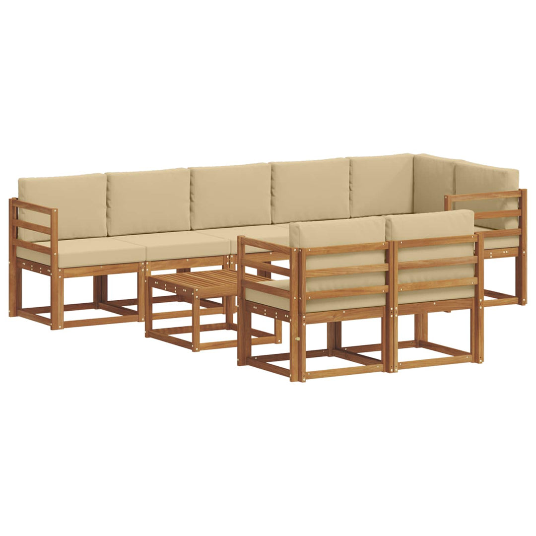 Udendørs sofagruppe med pude 9 pcs Naturlig og Beige