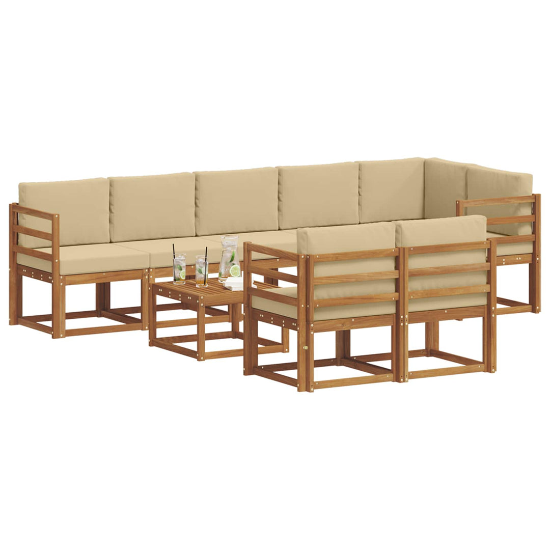 Udendørs sofagruppe med pude 9 pcs Naturlig og Beige