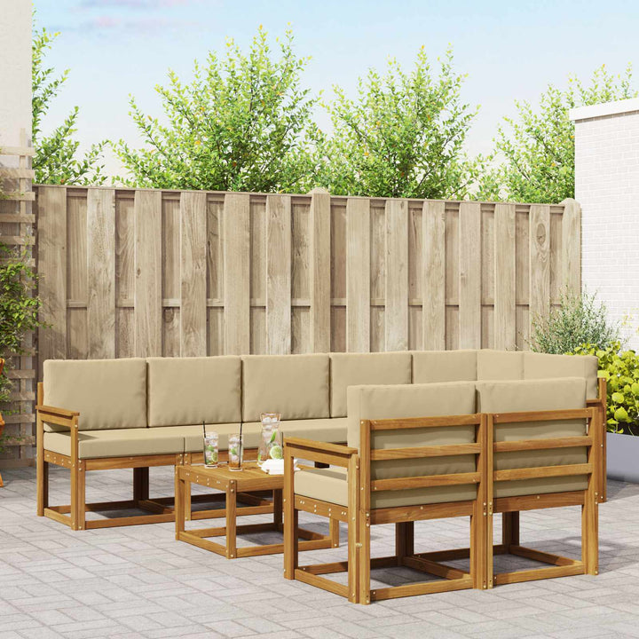 Udendørs sofagruppe med pude 9 pcs Naturlig og Beige