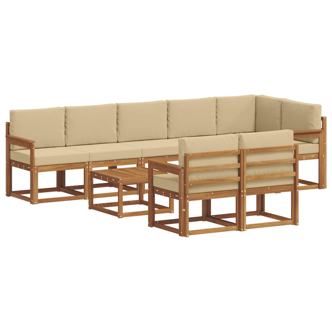 Udendørs sofagruppe med pude 9 pcs Naturlig og Beige