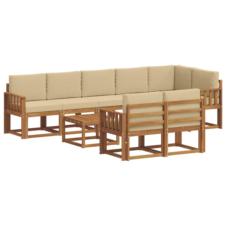 Udendørs sofagruppe med pude 9 pcs Naturlig og Beige
