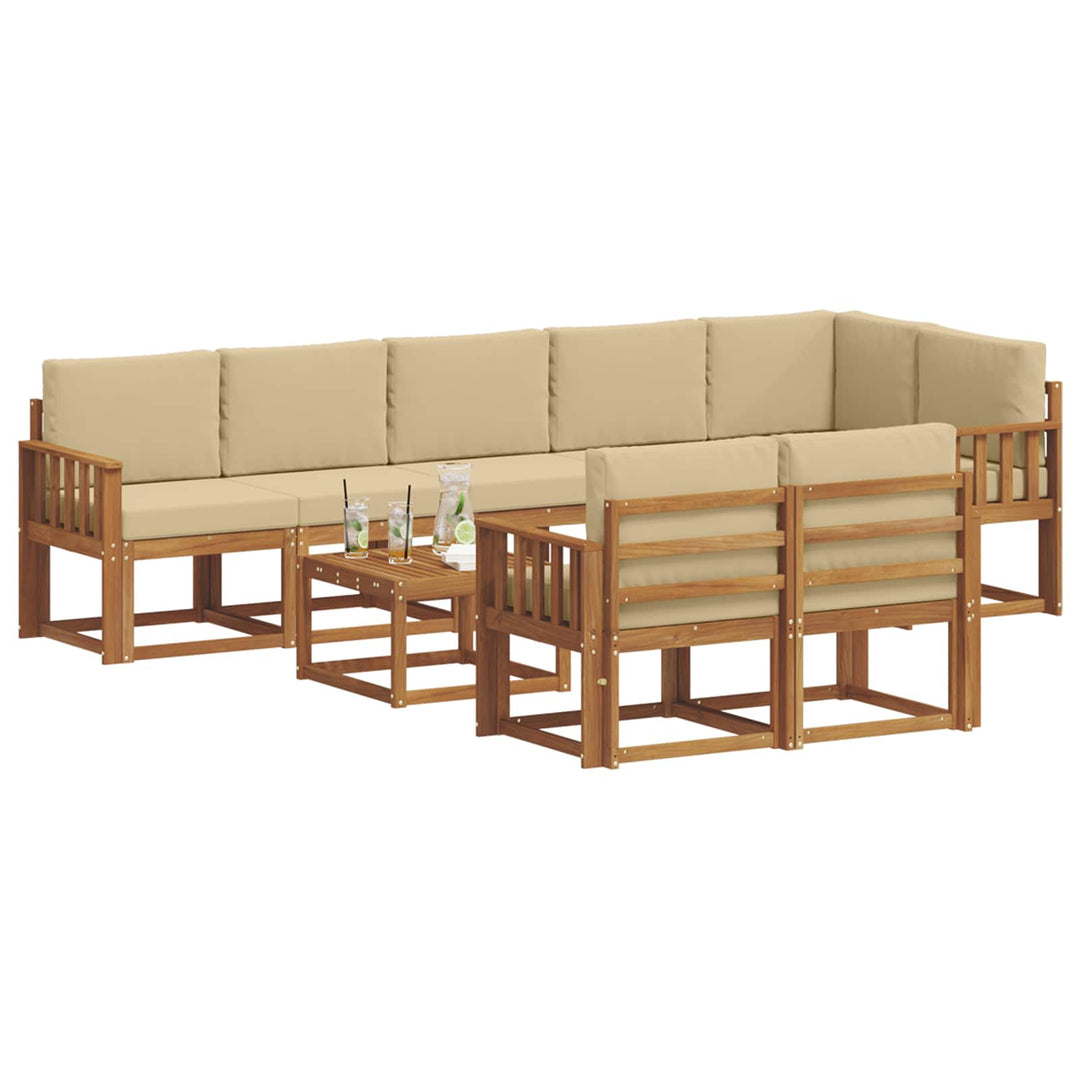 Udendørs sofagruppe med pude 9 pcs Naturlig og Beige