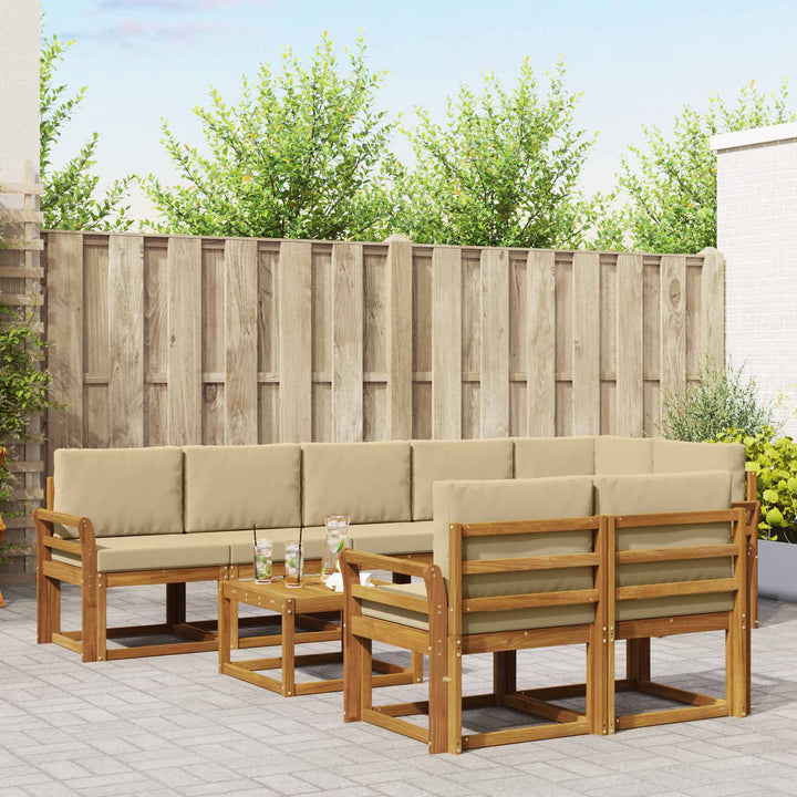 Udendørs sofagruppe med pude 9 pcs Naturlig og Beige