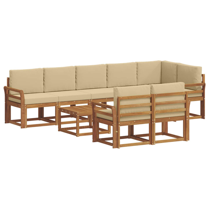 Udendørs sofagruppe med pude 9 pcs Naturlig og Beige