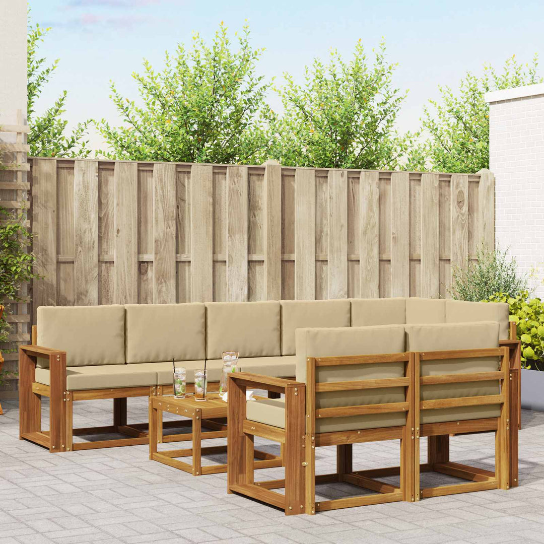 Udendørs sofagruppe med pude 9 pcs Naturlig og Beige