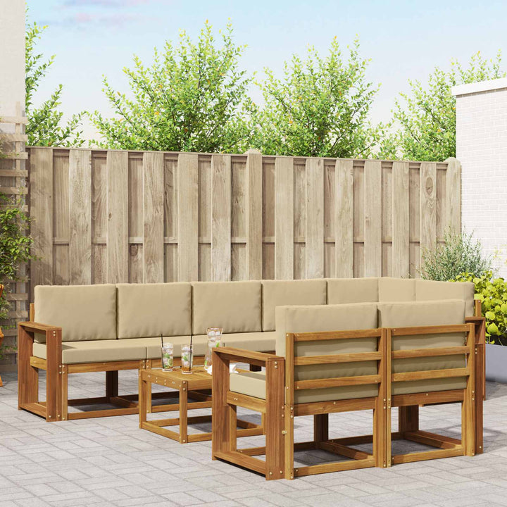 Udendørs sofagruppe med pude 9 pcs Naturlig og Beige