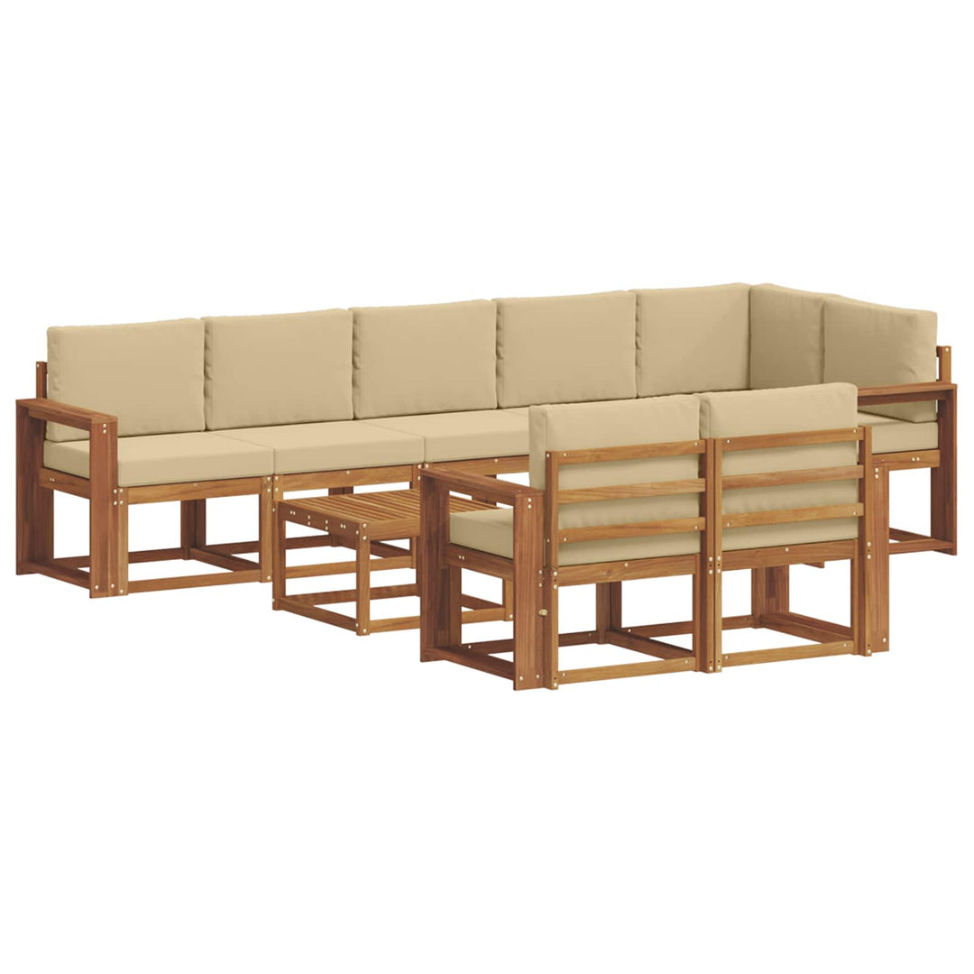 Udendørs sofagruppe med pude 9 pcs Naturlig og Beige