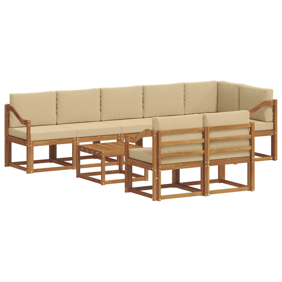 Udendørs sofagruppe med pude 9 pcs Naturlig og Beige