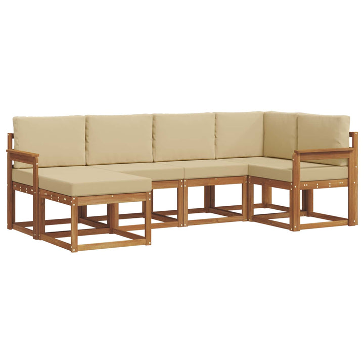 Udendørs sofagruppe med pude 6 pcs Naturlig og Beige