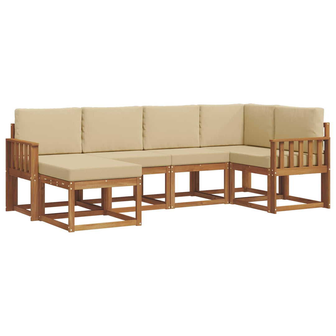 Udendørs sofagruppe med pude 6 pcs Naturlig og Beige