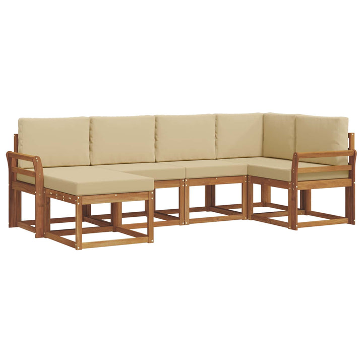 Udendørs sofagruppe med pude 6 pcs Naturlig og Beige