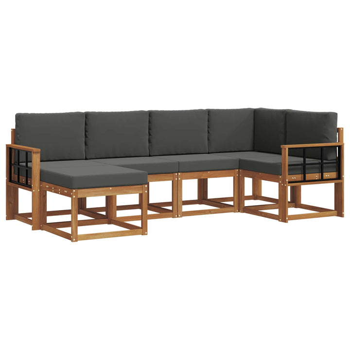 Udendørs sofagruppe med pude 6 pcs Naturlig og Antracit