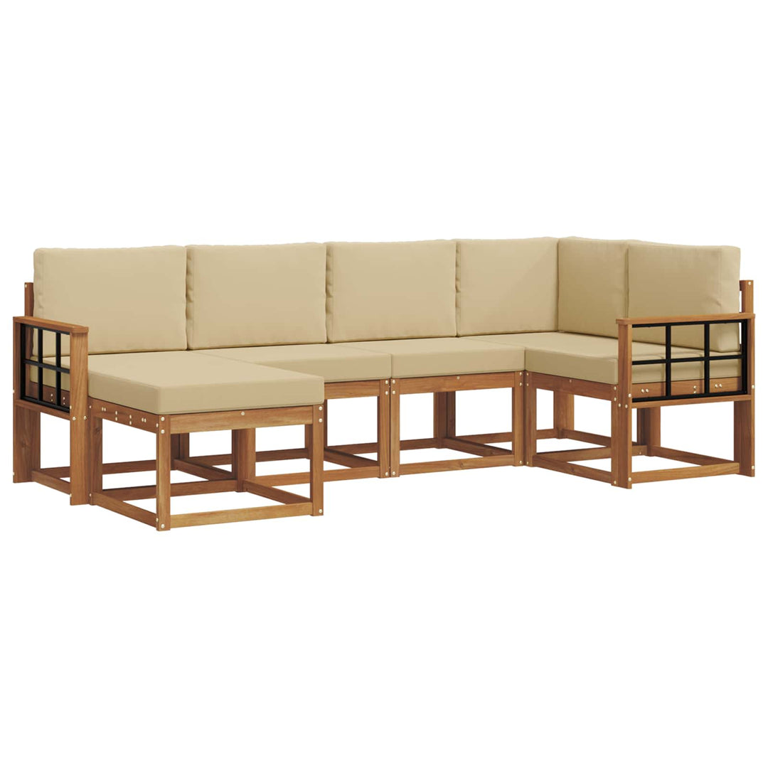 Udendørs sofagruppe med pude 6 pcs Naturlig og Beige