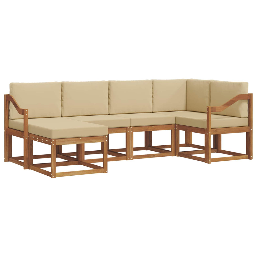 Udendørs sofagruppe med pude 6 pcs Naturlig og Beige