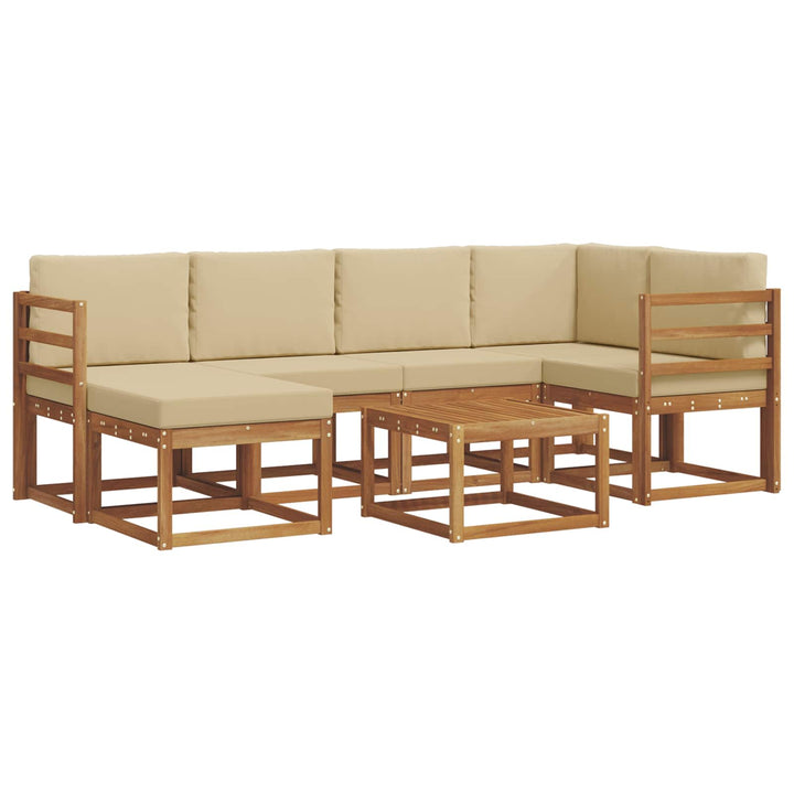 Udendørs sofagruppe med pude 7 pcs Naturlig og Beige