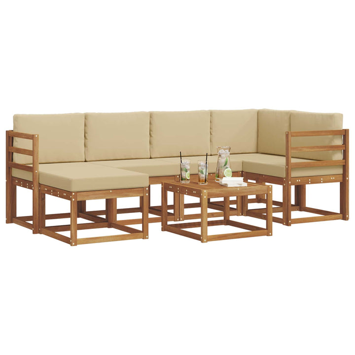 Udendørs sofagruppe med pude 7 pcs Naturlig og Beige