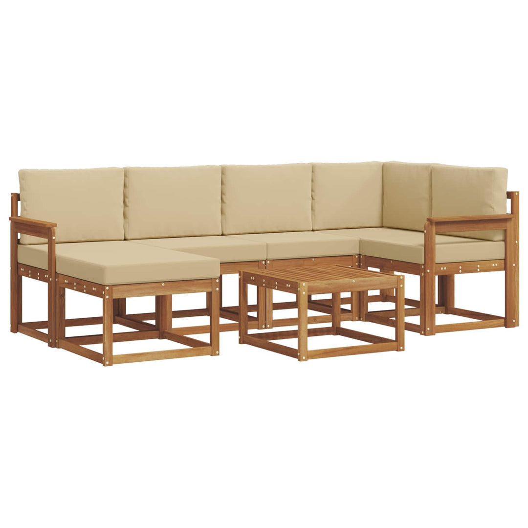 Udendørs sofagruppe med pude 7 pcs Naturlig og Beige