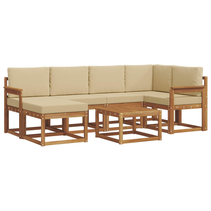 Udendørs sofagruppe med pude 7 pcs Naturlig og Beige