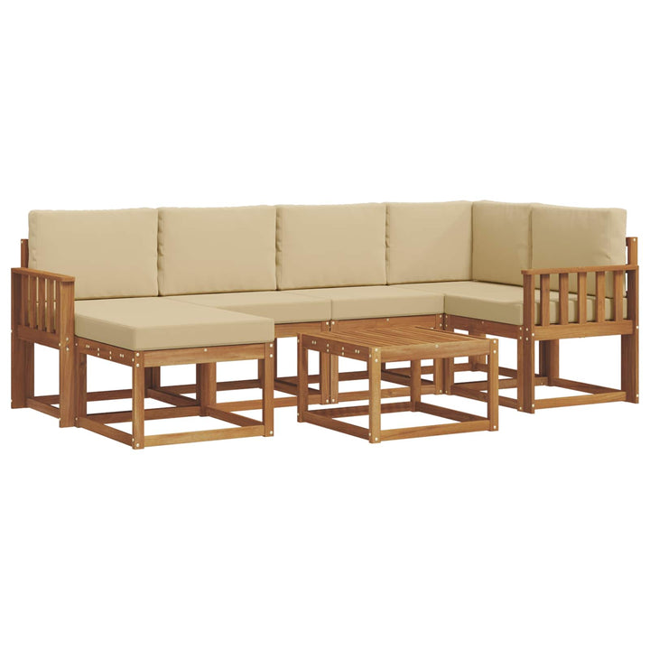 Udendørs sofagruppe med pude 7 pcs Naturlig og Beige