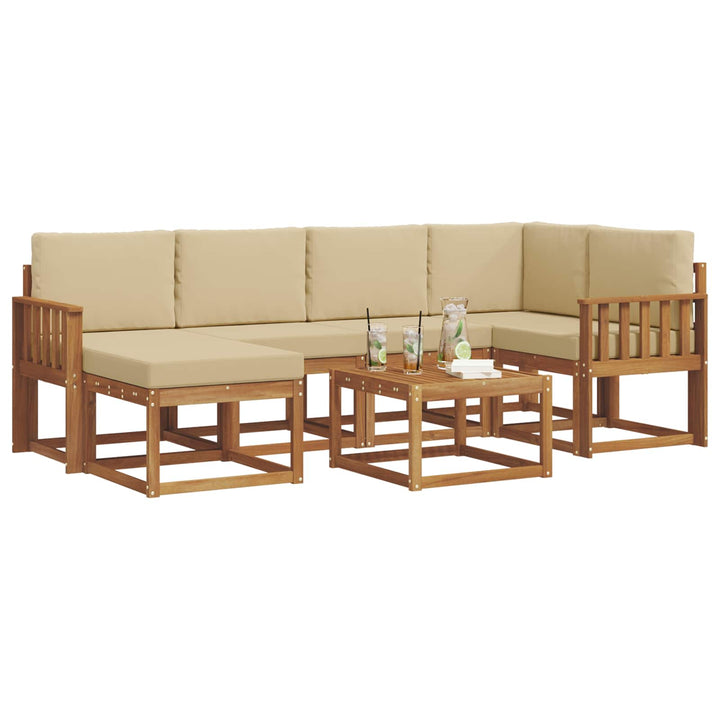 Udendørs sofagruppe med pude 7 pcs Naturlig og Beige