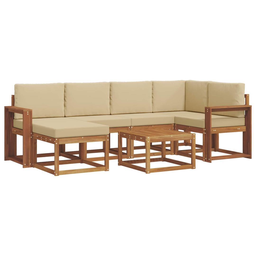 Udendørs sofagruppe med pude 7 pcs Naturlig og Beige