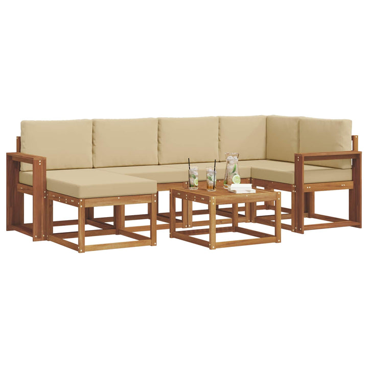 Udendørs sofagruppe med pude 7 pcs Naturlig og Beige