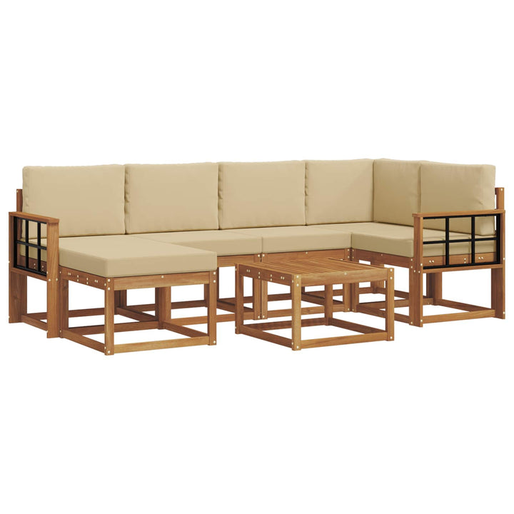 Udendørs sofagruppe med pude 7 pcs Naturlig og Beige