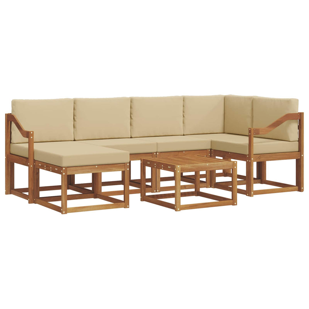 Udendørs sofagruppe med pude 7 pcs Naturlig og Beige